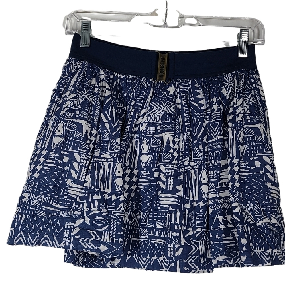 Hollister Patterned Mini skirt Navy Blue Medium